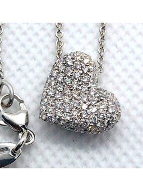 Crivelli White Gold Diamond Heart Necklace 17" 14 x 12mm Heart .71 ct